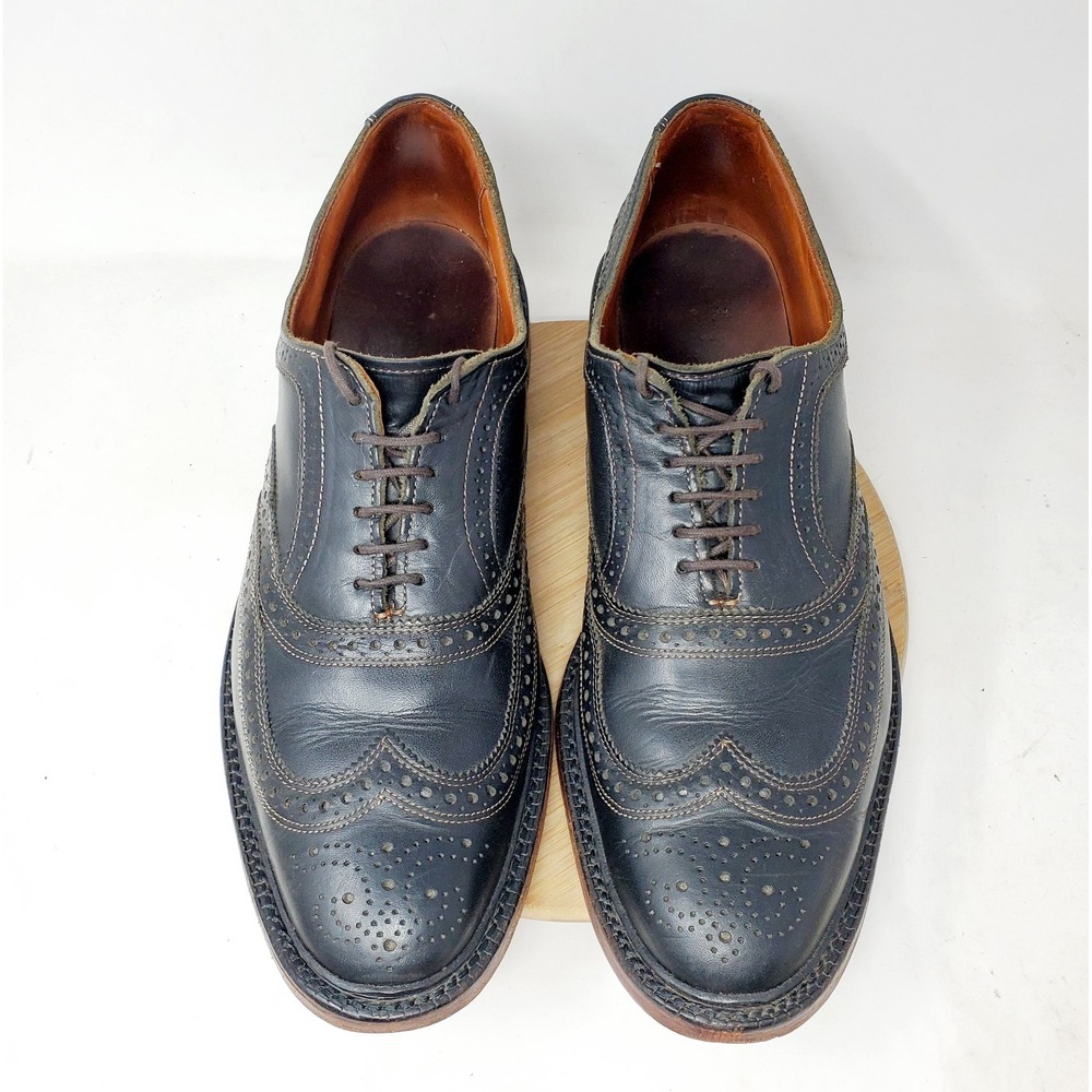 Allen Edmonds McTavish Shoes Men 12 D Black Wingtip Medallion Full Brogue Oxford